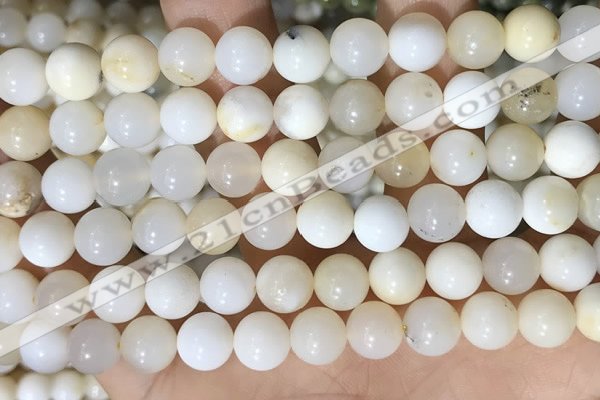 COP1755 15.5 inches 10mm round natural white opal gemstone beads