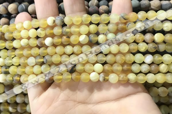 COP1765 15.5 inches 4mm round matte yellow opal beads wholesale