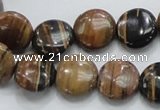COP211 15.5 inches 14mm flat round natural brown opal gemstone beads