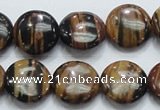 COP212 15.5 inches 16mm flat round natural brown opal gemstone beads