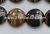 COP213 15.5 inches 20mm flat round natural brown opal gemstone beads