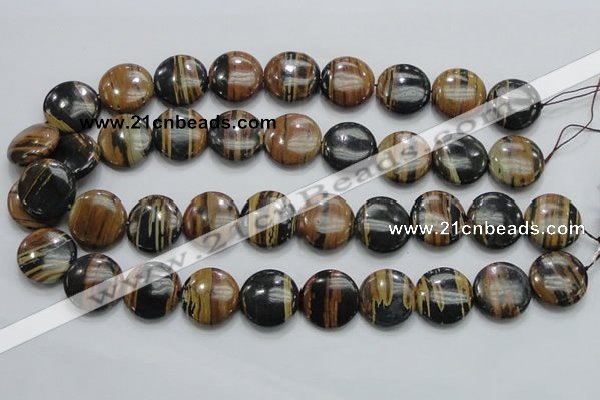 COP213 15.5 inches 20mm flat round natural brown opal gemstone beads