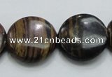 COP214 15.5 inches 25mm flat round natural brown opal gemstone beads