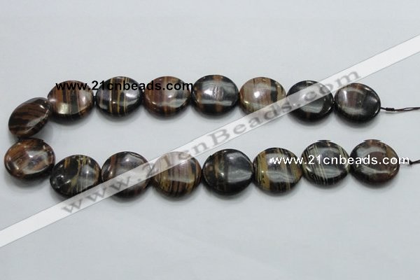 COP214 15.5 inches 25mm flat round natural brown opal gemstone beads