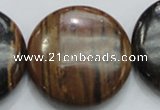 COP216 15.5 inches 35mm flat round natural brown opal gemstone beads