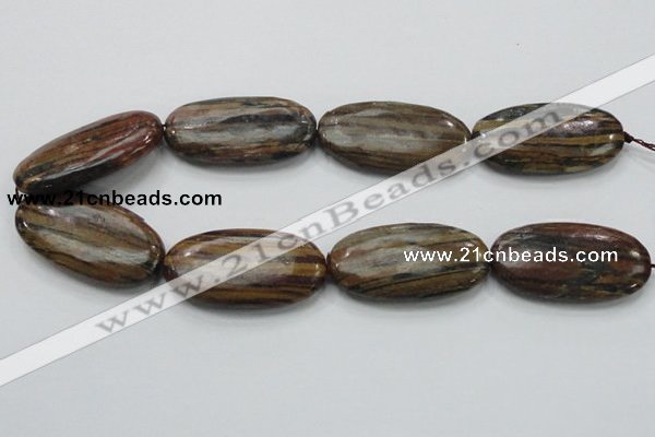 COP236 15.5 inches 25*50mm oval natural brown opal gemstone beads