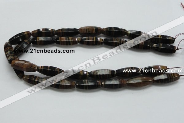 COP241 15.5 inches 10*30mm faceted rice natural brown opal gemstone beads