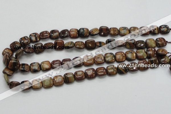 COP243 15.5 inches 12*12mm square natural brown opal gemstone beads