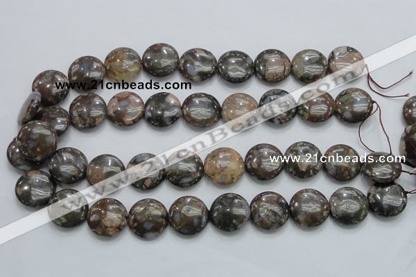 COP251 15.5 inches 20mm flat round natural grey opal gemstone beads