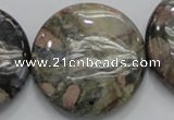 COP253 15.5 inches 40mm flat round natural grey opal gemstone beads