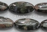 COP256 15.5 inches 15*30mm oval natural grey opal gemstone beads