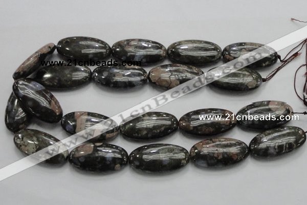 COP258 15.5 inches 20*40mm oval natural grey opal gemstone beads