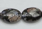 COP261 15.5 inches 18*25mm faceted oval natural grey opal beads