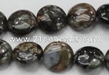 COP271 15.5 inches 16mm flat round natural grey opal gemstone beads