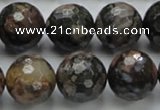 COP272 15.5 inches 20mm faceted round natural grey opal gemstone beads