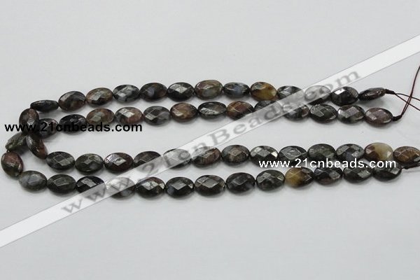 COP273 15.5 inches 10*14mm faceted oval natural grey opal gemstone beads