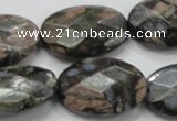 COP274 15.5 inches 20*30mm faceted oval natural grey opal gemstone beads