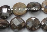 COP277 15.5 inches 20mm faceted round natural grey opal gemstone beads