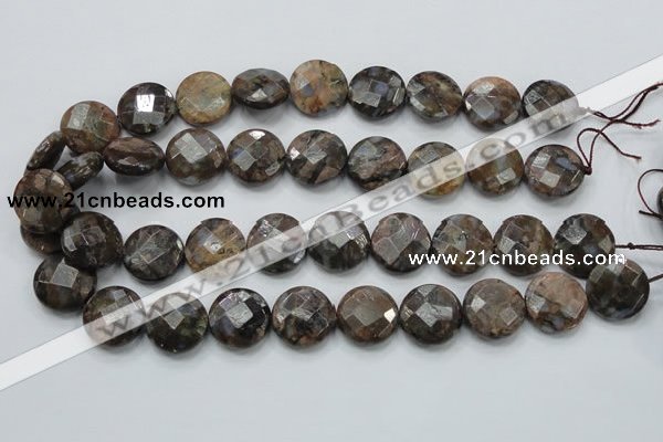 COP277 15.5 inches 20mm faceted round natural grey opal gemstone beads