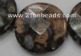 COP281 15.5 inches 40mm faceted round natural grey opal gemstone beads