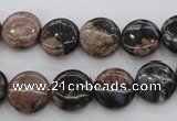 COP290 15.5 inches 12mm flat round natural grey opal beads