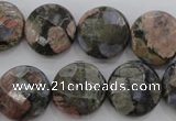 COP295 15.5 inches 16mm faceted coin natural grey opal beads