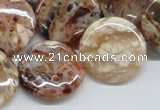 COP308 15.5 inches 22mm flat round brandy opal gemstone beads wholesale