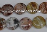 COP310 15.5 inches 15mm flat round brandy opal gemstone beads wholesale