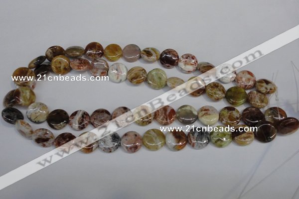 COP310 15.5 inches 15mm flat round brandy opal gemstone beads wholesale