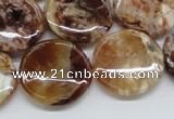 COP311 15.5 inches 20mm flat round brandy opal gemstone beads wholesale