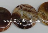 COP312 15.5 inches 30mm flat round brandy opal gemstone beads wholesale