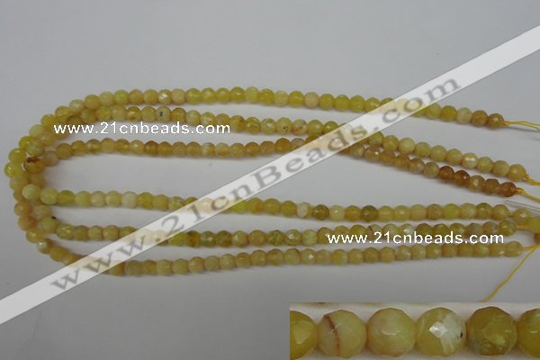 COP334 15.5 inches 6mm faceted round yellow opal gemstone beads