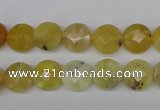 COP345 15.5 inches 10mm faceted coin yellow opal gemstone beads