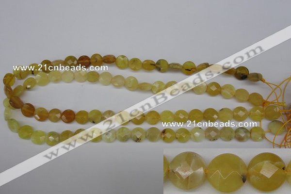 COP345 15.5 inches 10mm faceted coin yellow opal gemstone beads