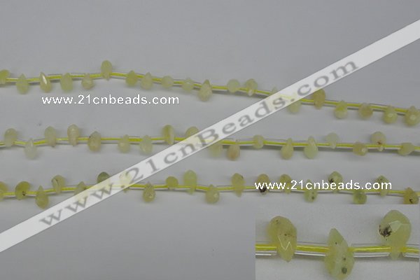 COP347 Top-drilled 6*9mm faceted teardrop yellow opal gemstone beads