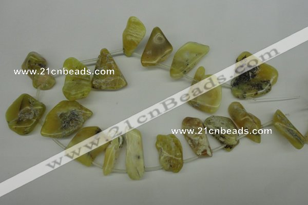 COP349 Top-drilled 12*22mm – 30*44mm freeform yellow opal gemstone beads