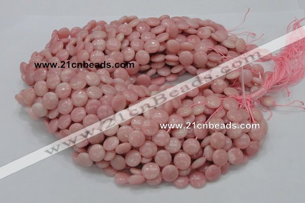 COP414 15.5 inches 12mm flat round Chinese pink opal gemstone beads