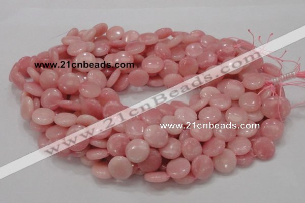 COP415 15.5 inches 15mm flat round Chinese pink opal gemstone beads