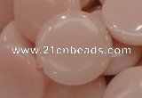 COP416 15.5 inches 28mm flat round Chinese pink opal gemstone beads