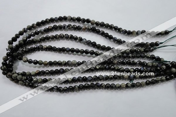 COP461 15.5 inches 6mm faceted round natural grey opal gemstone beads