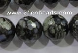 COP467 15.5 inches 18mm faceted round natural grey opal gemstone beads