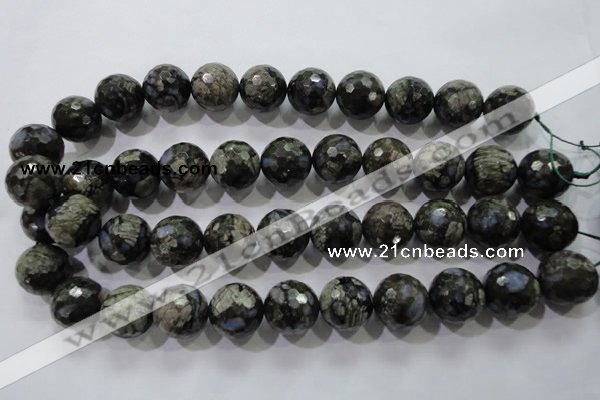 COP467 15.5 inches 18mm faceted round natural grey opal gemstone beads