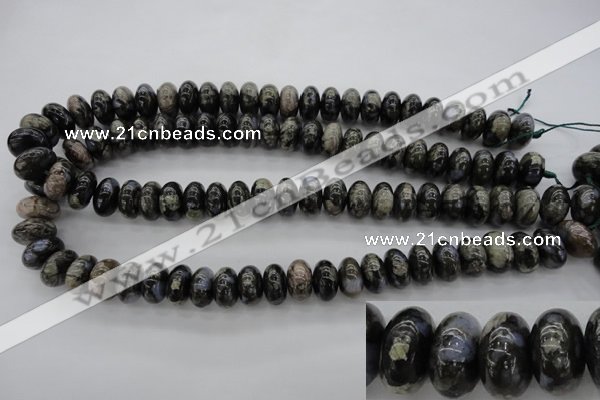 COP470 15.5 inches 10*14mm rondelle natural grey opal beads