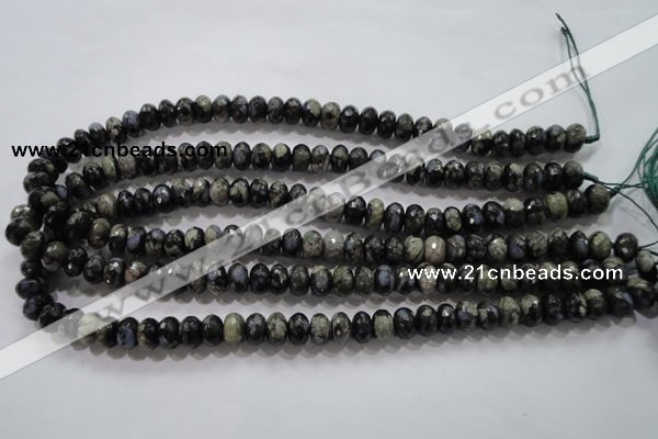 COP475 15.5 inches 6*10mm faceted rondelle natural grey opal beads