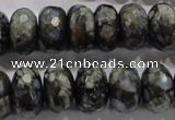 COP477 15.5 inches 10*16mm faceted rondelle natural grey opal beads