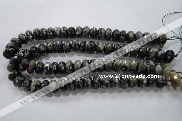 COP477 15.5 inches 10*16mm faceted rondelle natural grey opal beads