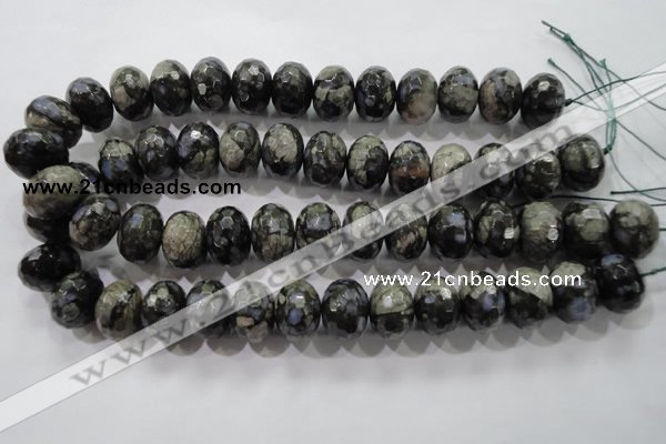 COP479 15.5 inches 15*20mm faceted rondelle natural grey opal beads