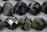 COP482 15.5 inches 15mm faceted coin natural grey opal beads