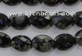 COP486 15.5 inches 10*14mm faceted oval natural grey opal beads