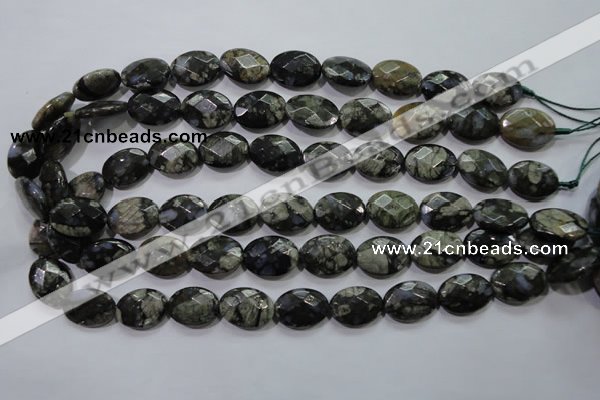 COP487 15.5 inches 13*18mm faceted oval natural grey opal beads